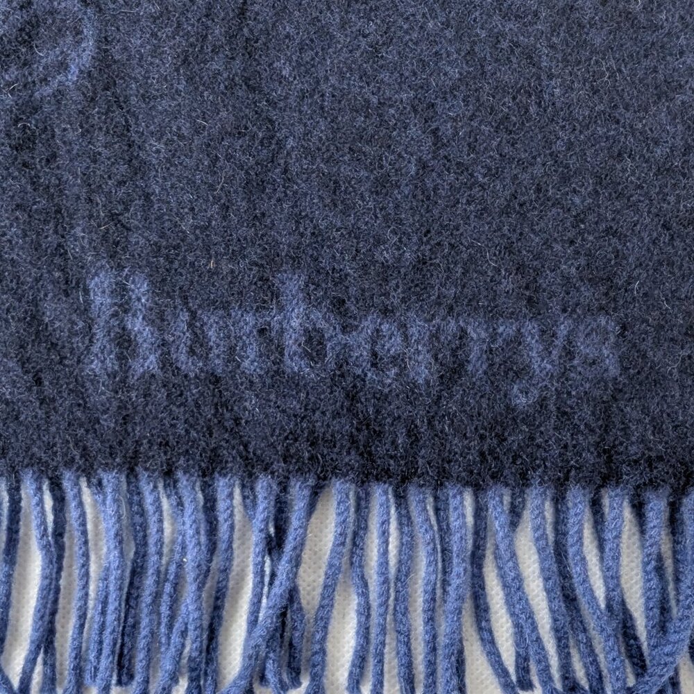 Authentic BURBERRY Cashmere Monogram Plaid scarf Blue |Classic Luxury |Fast Ship - Picture 5 of 9
